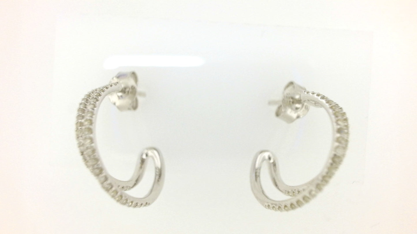 Lady's White Ss Small Hoop Ear