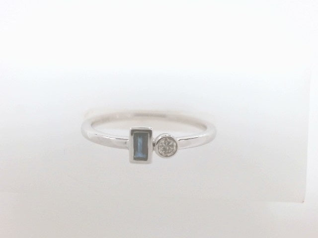 Lady's White Ss Sapp/Dia .06CT