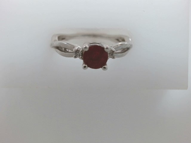 Lady's White 10 Karat Ruby/Dia