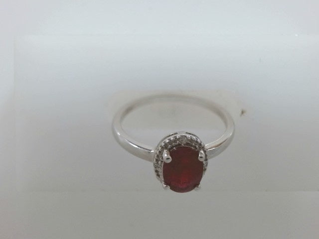 Lady's White 10 Karat Ruby/ Di