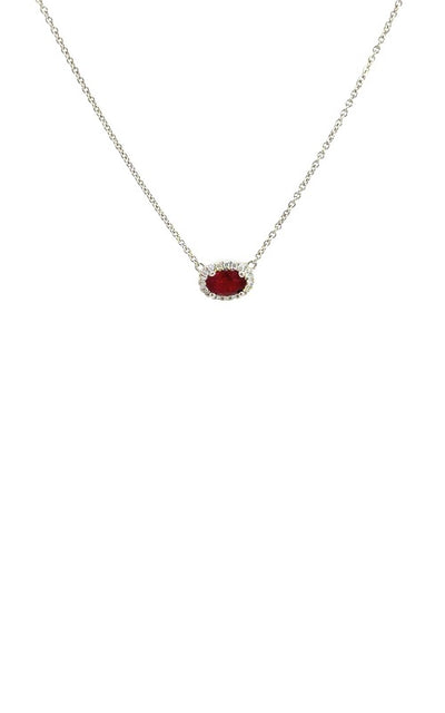14K WHITE GOLD RUBY NECKLACE G
