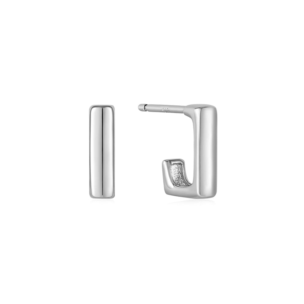 Silver Smooth Square Hoop Stud