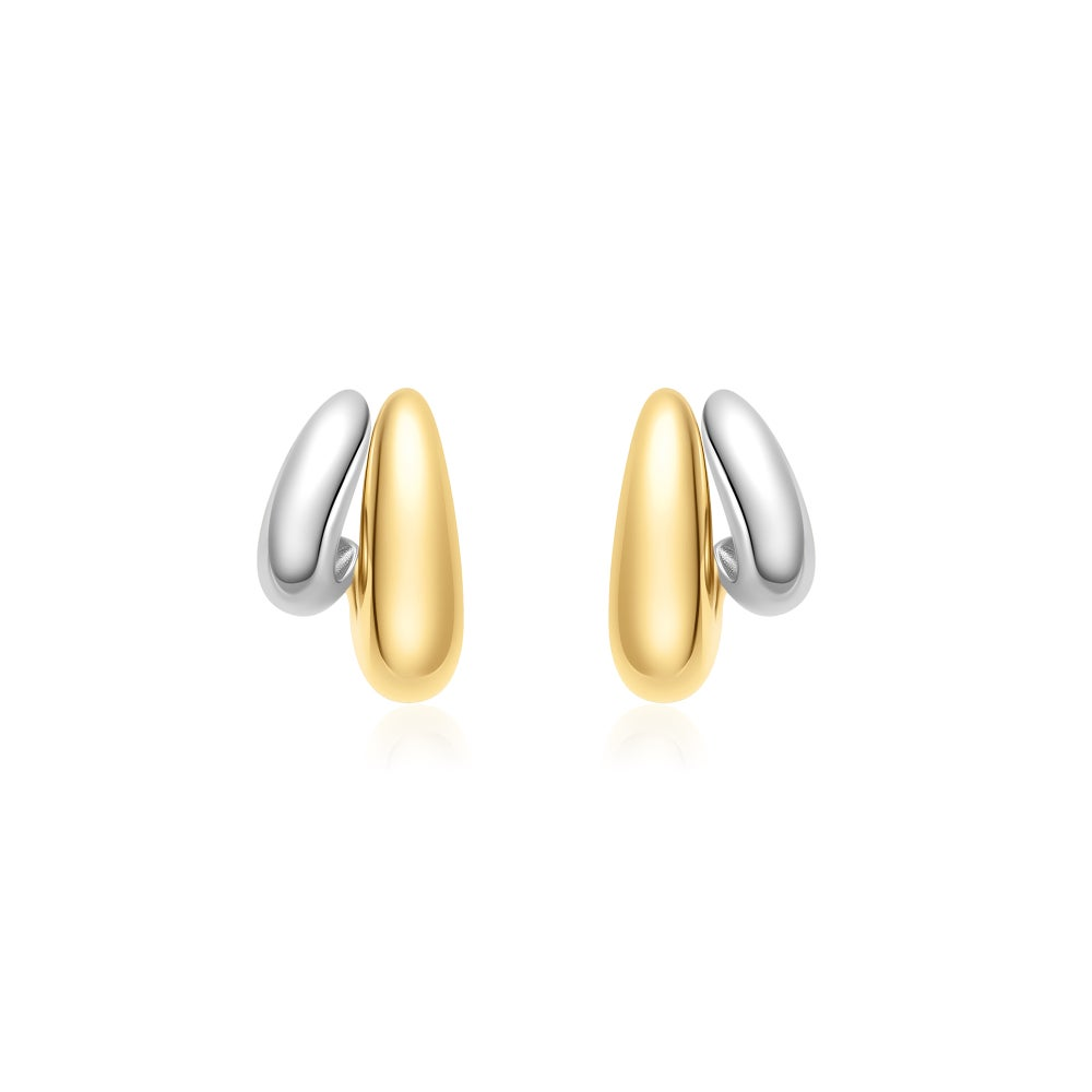 Two-Tone Dome Stud Hoop Earrin