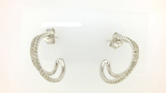 Lady's White Ss Small Hoop Ear