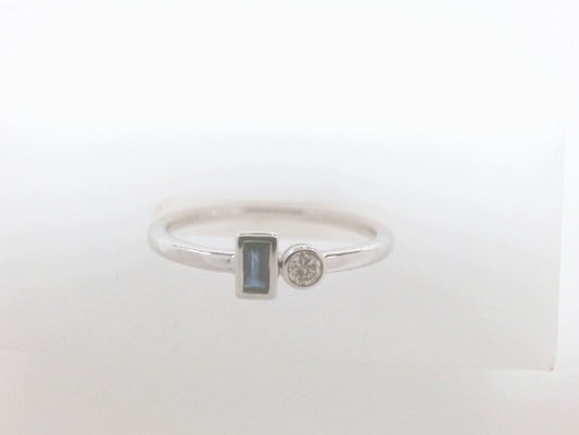 Lady's White Ss Sapp/Dia .06CT