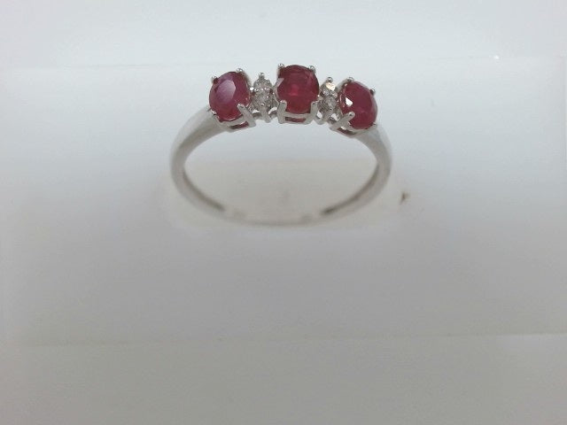 Lady's White 10 Karat Ruby/ Di