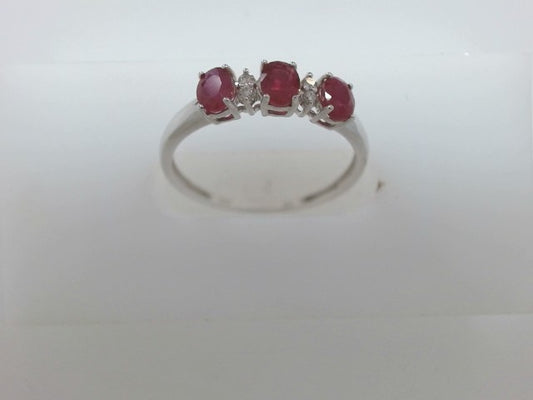 Lady's White 10 Karat Ruby/ Di