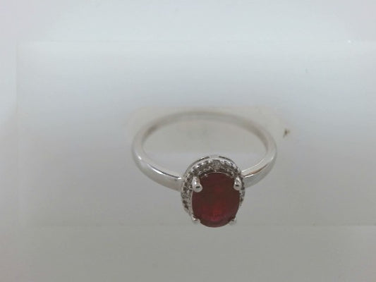 Lady's White 10 Karat Ruby/ Di