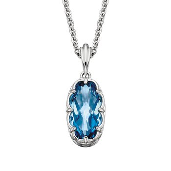 Lady's White Ss Oval Blue Topa