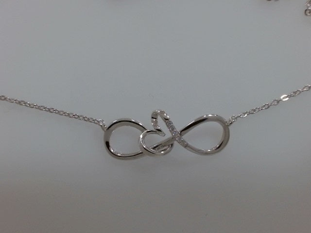 Lady's White Ss Infinity Heart
