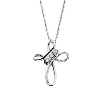 Lady's White Ss Dia .05Tw Cros