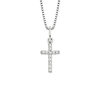 Lady's White Ss Dia .06Tw Cros