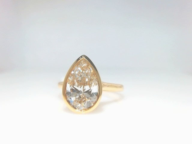 3 Ct 14 Karat Pear Bezel Ring