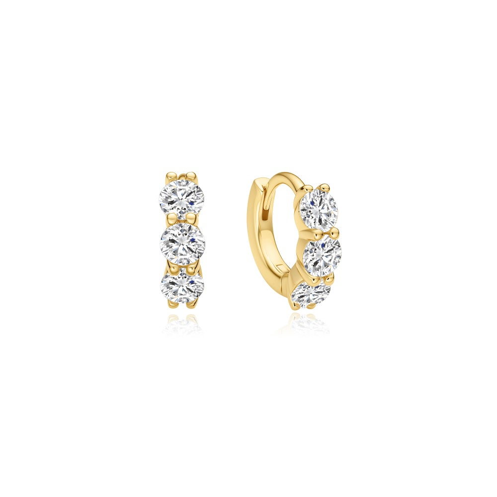 Gold Trio Sparkle Huggie Hoop