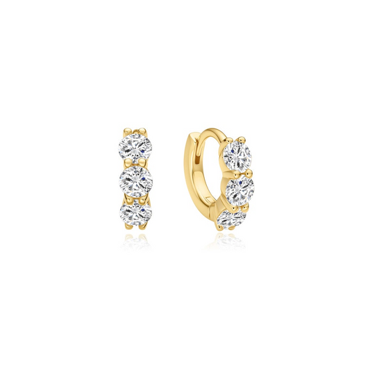 Gold Trio Sparkle Huggie Hoop