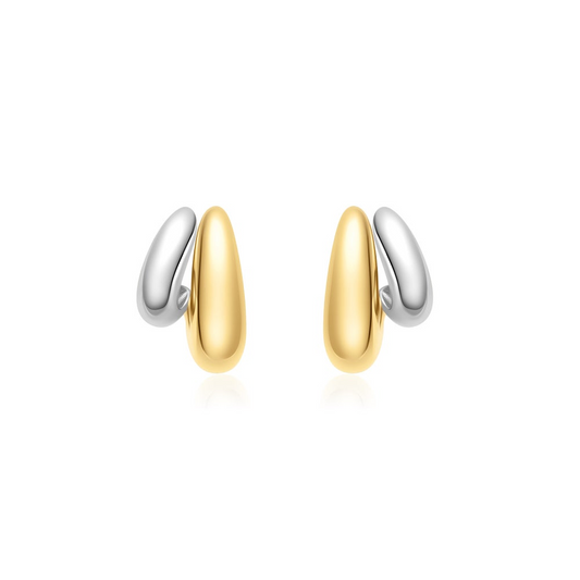 Two-Tone Dome Stud Hoop Earrin