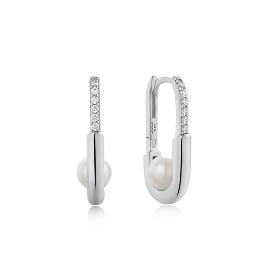 Silver Pearl Interlock Oval Ho