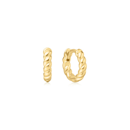 Gold Texture Small Huggie Hoop