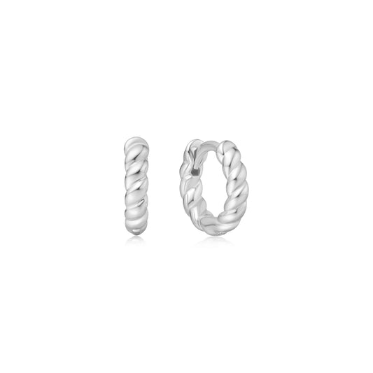 Silver Texture Small Huggie Ho