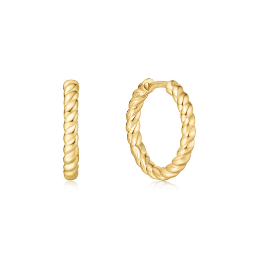 Gold Texture Medium Huggie Hoo