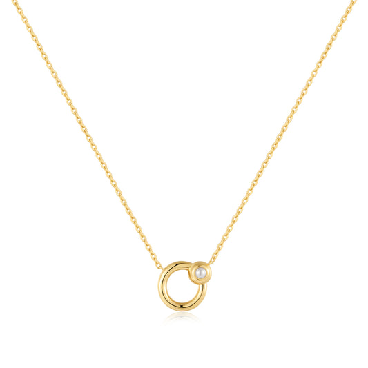 Gold Hoop Freshwater Pearl Nec