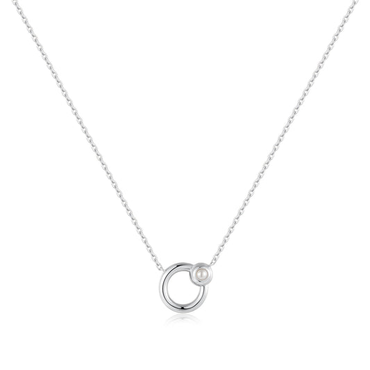 Silver Hoop Freshwater Pearl N